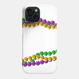 Mardi Gras Bead Necklaces in Purple, Green and Gold (White Background) Phone Case