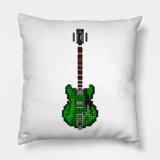 Tiled Pixel Memphis Green Guitar Upright Pillow