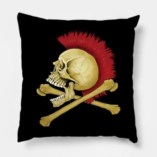 Mohawk skull cross bones Pillow