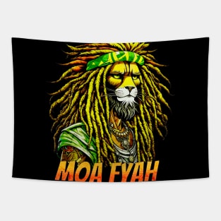 Moa Fyah Jamaican Rasta Lion of Judah Tapestry