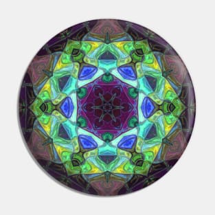 Mosaic Mandala Flower Purple Green and Blue Pin