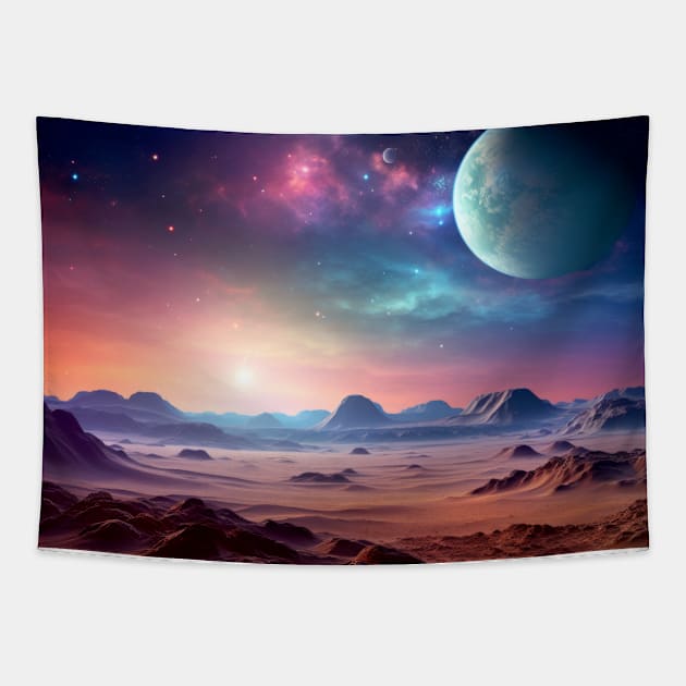 Landscape Magical Dimension Fantastic Planet Surrealist Tapestry by Cubebox