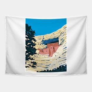 Pre-Columbian Dwellings in Montezuma Castle National Monument in Camp Verde Arizona WPA Poster Art Tapestry