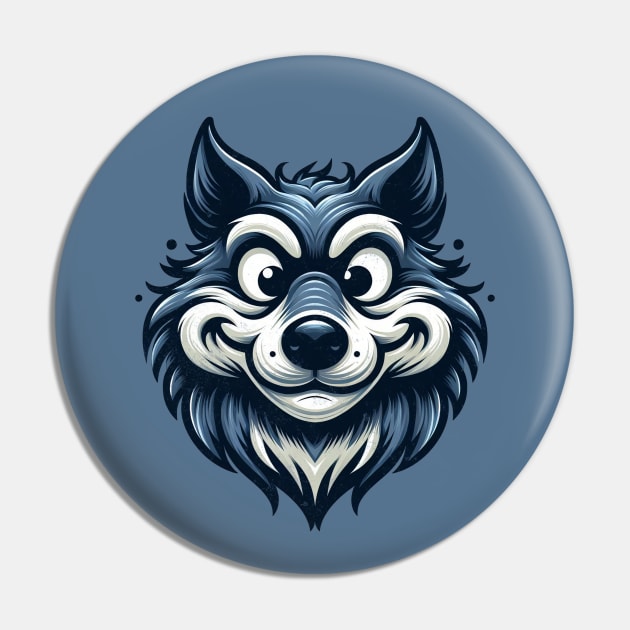 Crazy Wolf Funny Pin by alcoshirts