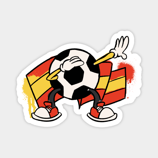 Dabbing Soccer Ball Cartoon Spain Spanish Flag Football Magnet by Now Boarding