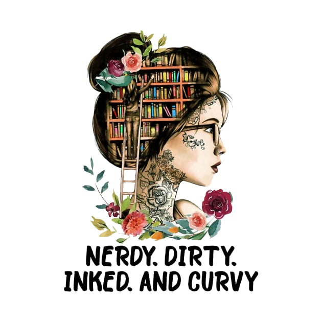 Book Reading Girl Nerdy Dirty Inked And Curvy by Minkey