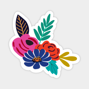 Bright boho hand drawn flowers Magnet