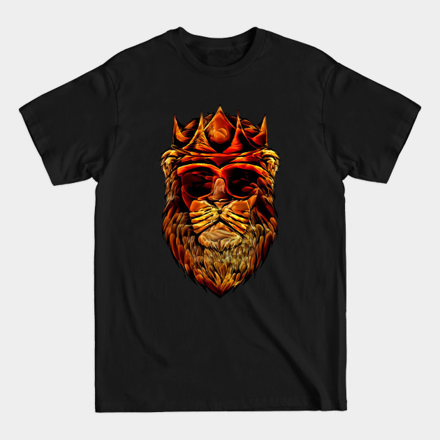 Disover Lion fiery Head sunglasses king Golden Crown - Lion Face - T-Shirt