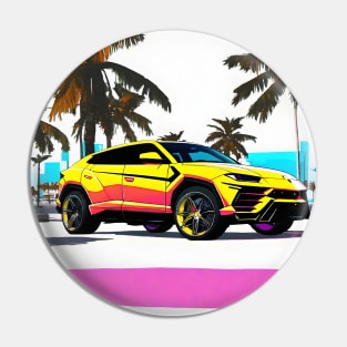 Lamborghini Urus in Retro Vice City Style Pin