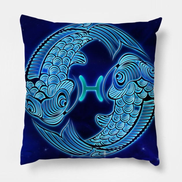 Pisces Zodiac Sign Pillow by GoshaDron