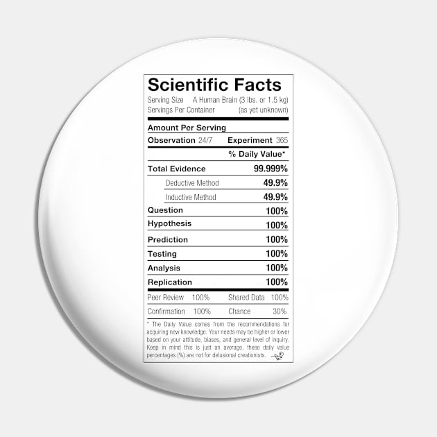 Scientific Facts are Nutritious by Tai's Tees Pin by TaizTeez