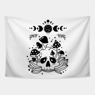 Aesthetic Halloween Skull Lover Moon Creepy Witchy Tapestry