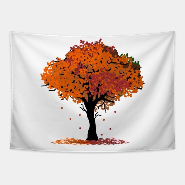 Autumn Leaves Tree Tapestry by citypanda