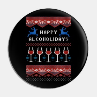 Happy Alcoholidays Ugly Christmas Sweater Funny Xmas TShirts Pin