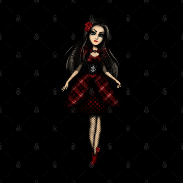Girl with Red Roses Gothic Girl by DeneboArt