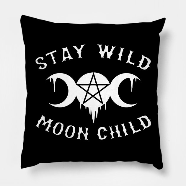 Wiccan Occult Satanic Witchcraft Stay Wild Moon Child Pillow by Tshirt Samurai