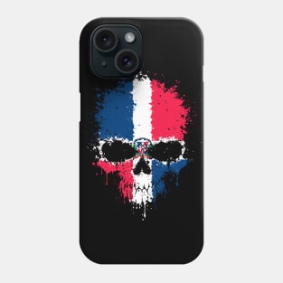 Chaotic Dominican Flag Splatter Skull Phone Case