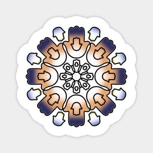 Blue Orange Hamsa Mandala Magnet