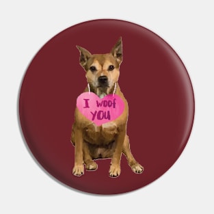 I Woof You Candy Heart Dog Pin