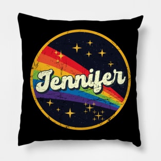 Jennifer // Rainbow In Space Vintage Grunge-Style Pillow