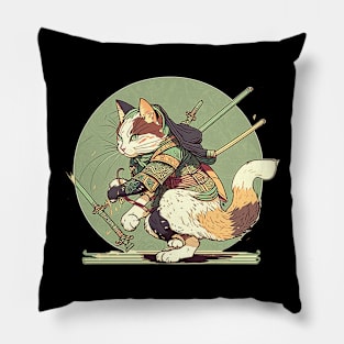 Cat Samurai Pillow
