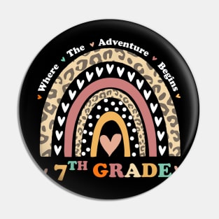 Back To School 7th Grade Where The Adventure Begins Rainbow Pin