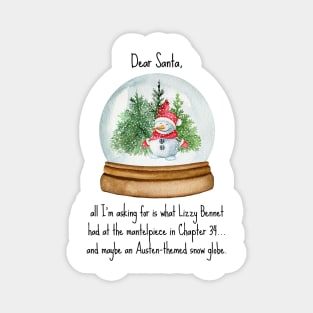 Funny Jane Austen Christmas design with snow globe Magnet