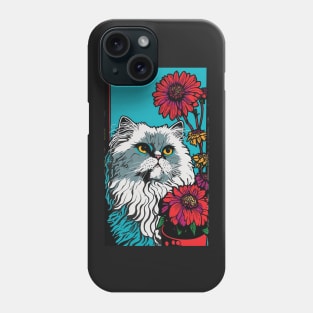 Persian Cat Vibrant Tropical Flower Tall Retro Vintage Digital Pop Art Portrait 7 Phone Case