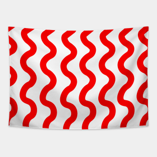 Red vertical wavy curly lines Tapestry