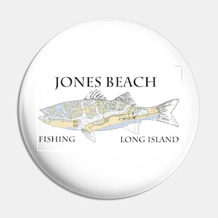 Fishing Jones beach nautical striped bass shirt long island, stickers, decal Pin