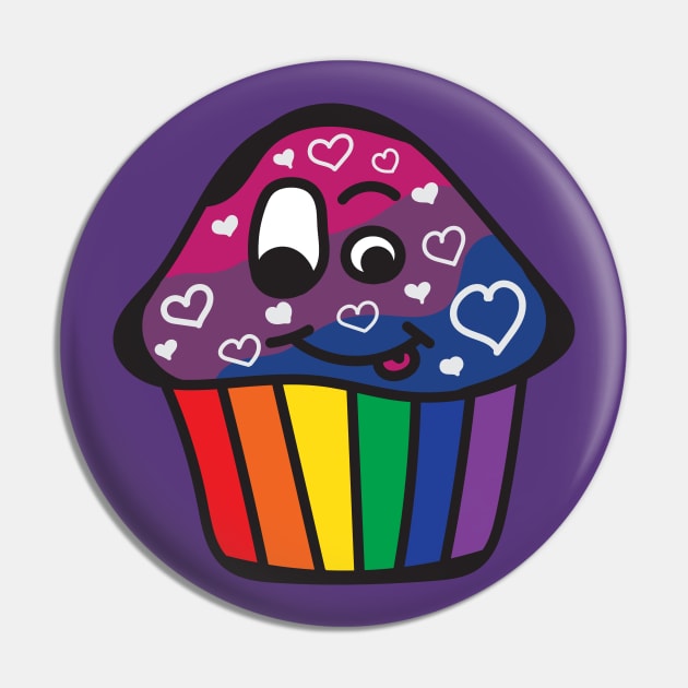 Biromantic Pride Rainbow Cupcake Pin by BiOurPride