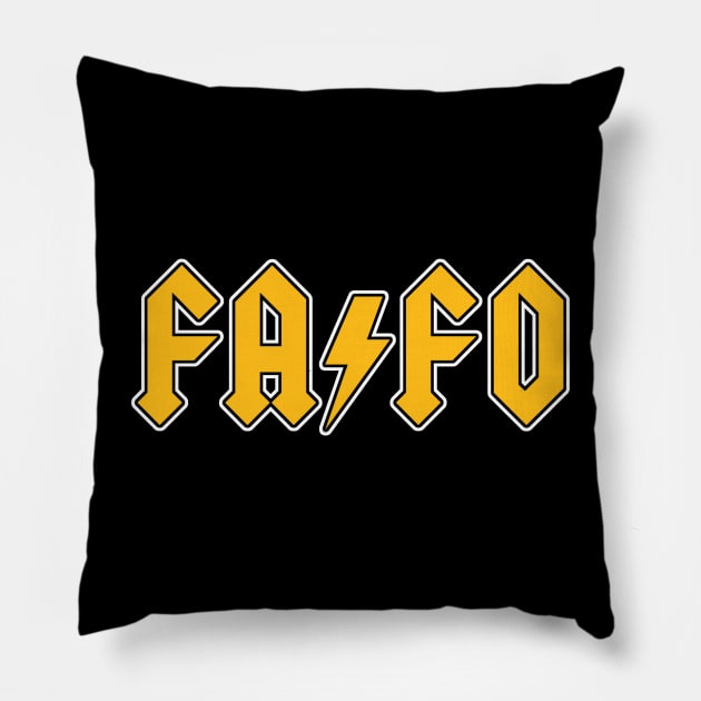 FAFO AC/DC Parody Dewalt yellow design Pillow by Church Life