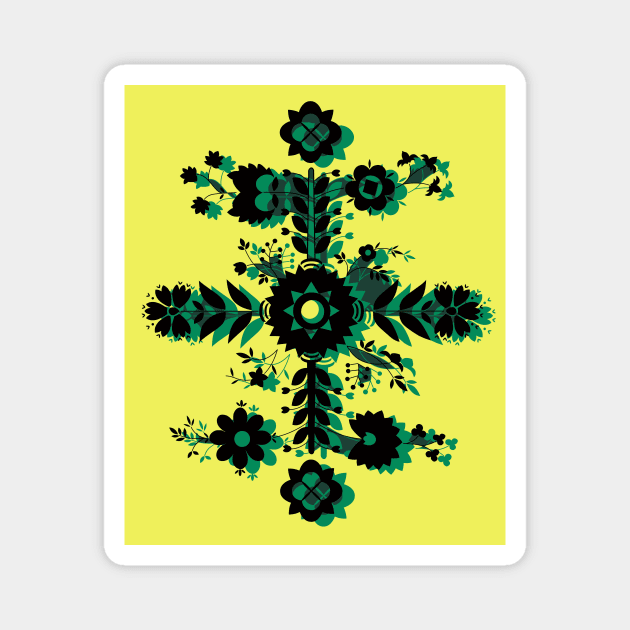 Swedish folk flowers yellow Magnet by Hayh0