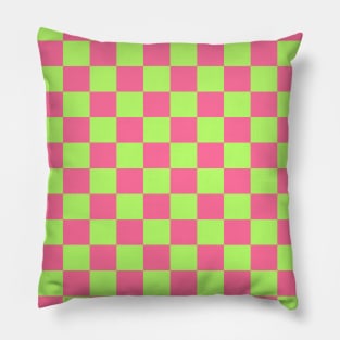 Pink and Green Checkered Pattern Pillow