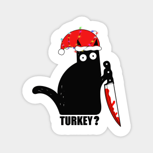 Christmas Turkey Cat Magnet