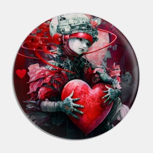 Valentine 2053 No. 1: Futuristic Valentine's Day on a Dark Background Pin