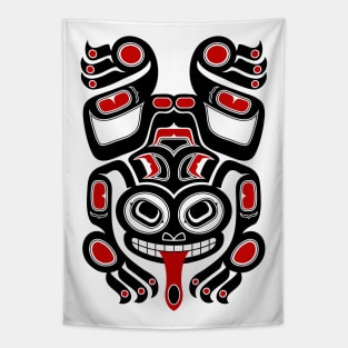 Red and Black Haida Spirit Tree Frog Tapestry