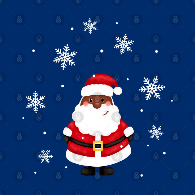 Cute black santa wish merry christmas. New Year. - Black Santa Claus African America - Phone Case