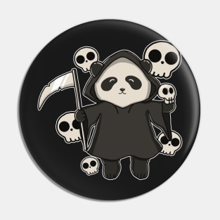 Cute Panda In Grim Reaper Costume Pin