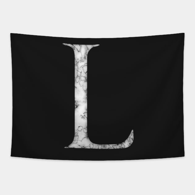 L in Roman White Marble Latin Alphabet Letter Sticker Tapestry by SolarCross