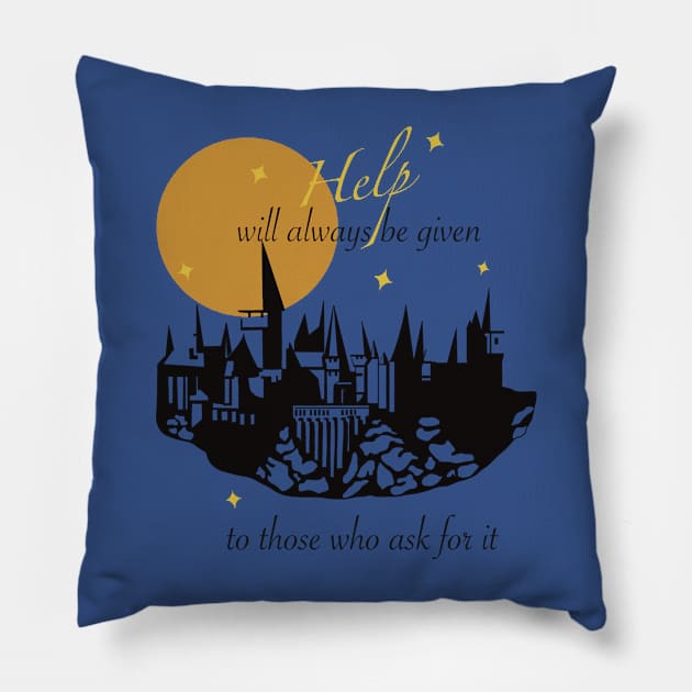 Black Castle Help Pillow by Holailustra