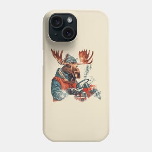 Winter Moose on Snow Plow Vintage Illustration Phone Case