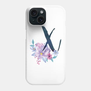 Floral Monogram X Pretty Lilac Bouquet Phone Case