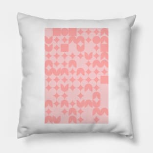 Girly Pinkish Geometric Pattern - Flowers & Stars #17 Pillow