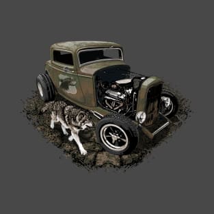 Rusty Hot Rod and Wolf T-Shirt