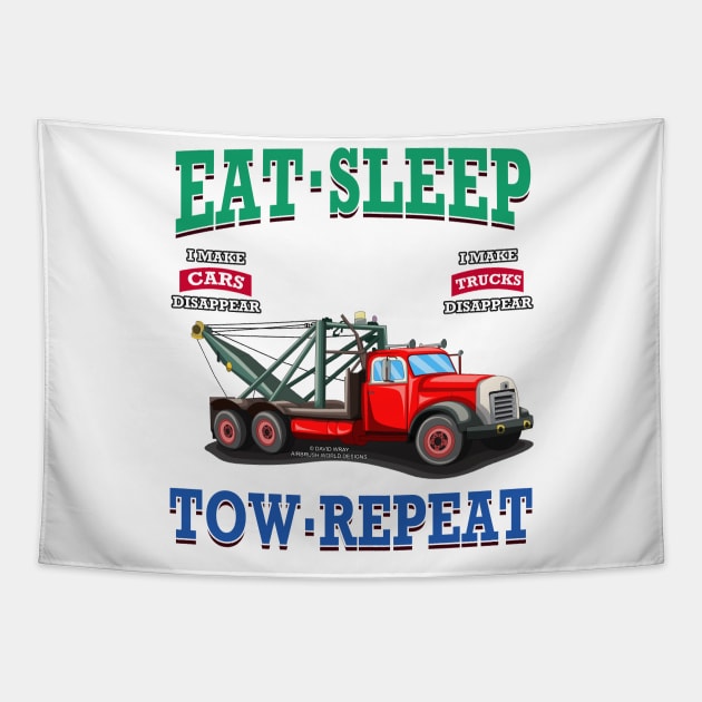 Eat Sleep Tow Repeat Tow Truck Towing Novelty Gift Tapestry by Airbrush World