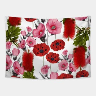 peach rose floral pattern Tapestry