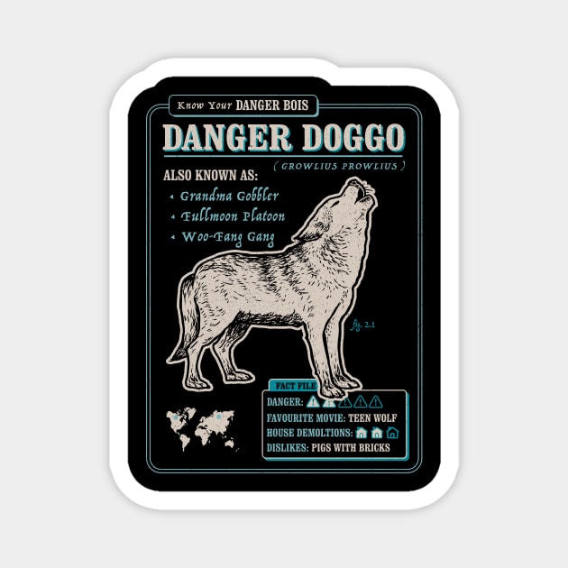 Funny Wolf Fact File - Danger Doggo Magnet by dumbshirts