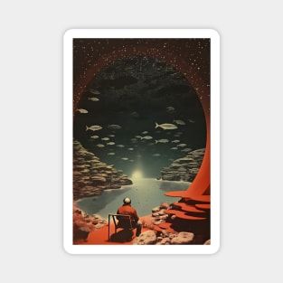 Space Fishing Vintage Magnet