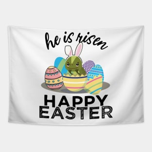 Cute Iguana Lizard Bunny Ears Easter Egg Hunt Risen Bible Tapestry